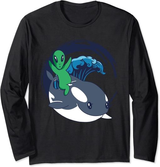 Alien Orca Whale Extraterrestrials - Funny Alien Orca Long Sleeve T-Shirt