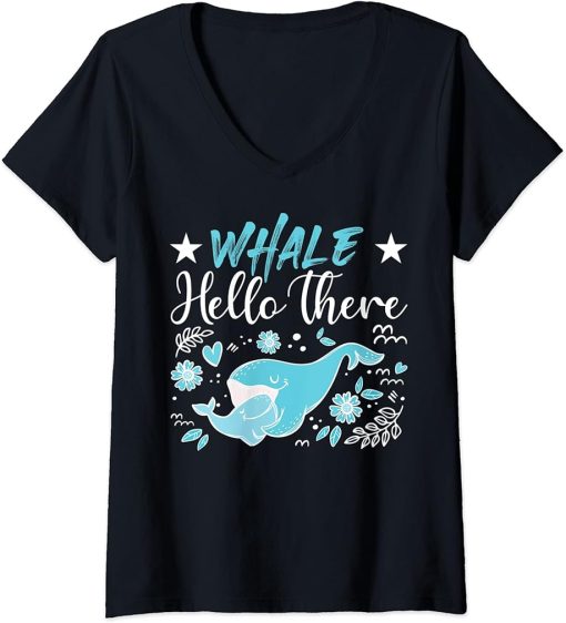 Womens Funny Orca Lover Graphic for Women Men Kids Whale V-Neck T-Shirt