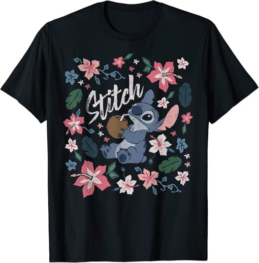 Lilo & Stitch Floral Stitch Coconut Portrait T-Shirt